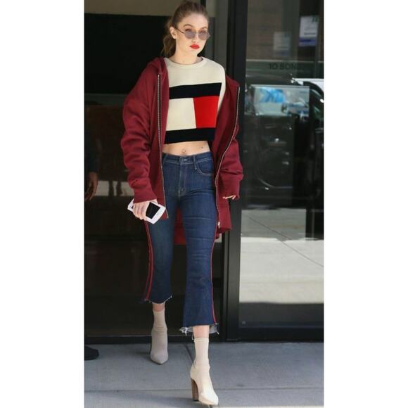 MOTHER Insider Crop Step Fray Jeans Speed Racer Stretch Blue Women's Sz 26 - Picture 5 of 15